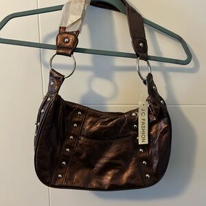 Metallic Brown Shoulder Bag